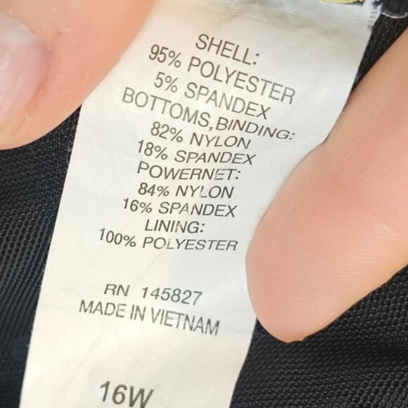 Robby Len Modest Polka Dot Blue and Black Empire Swim‎ Dress Swimsuit Size 16W - Picture 11 of 12